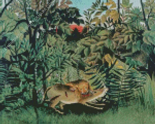 Henri Rousseau The Hungry Lion Diamond Painting