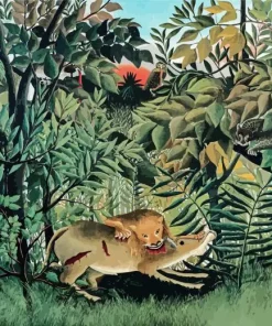 Henri Rousseau The Hungry Lion Diamond Painting