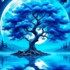 Moonlight Blue Tree Diamond Painting