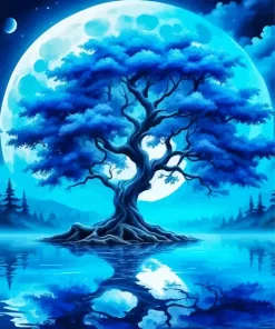 Moonlight Blue Tree Diamond Painting