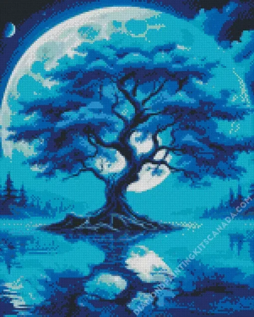 Moonlight Blue Tree Diamond Painting