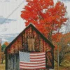 Barn With American Flag Diamond Painting