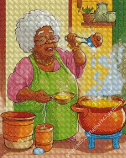 Black Grandma Diamond Painting