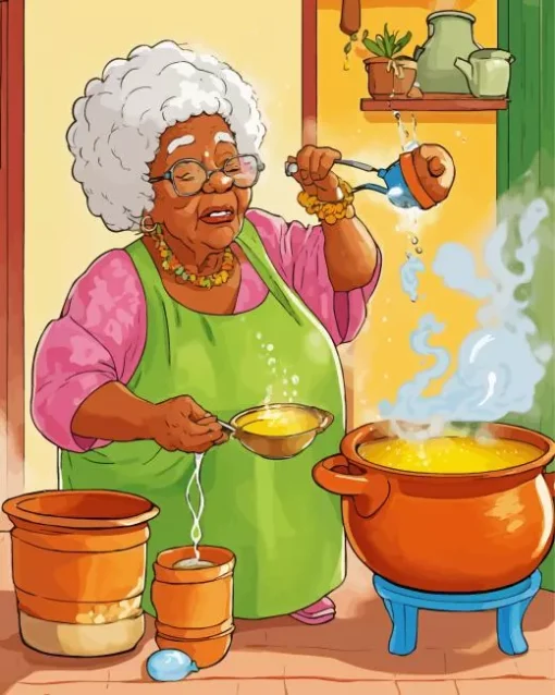 Black Grandma Diamond Painting