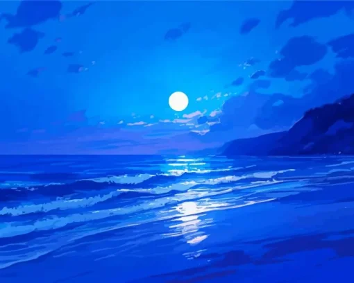 Blue Twilight Beach Diamond Painting