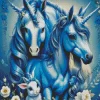 Blue Unicorns And Rabbit Diamond Painting