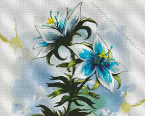 Blue Zelda Flowers Diamond Painting