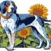 Bluetick Coonhound And Sunflowers Diamond Painting