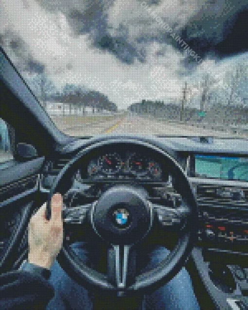 BMW Steering Wheel With Hand Diamond Painting