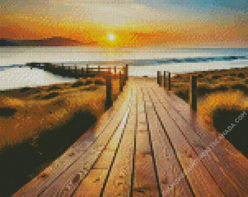 Boardwalk At Sunset Diamond Painting