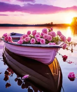 Boat Flowers Diamond Painting