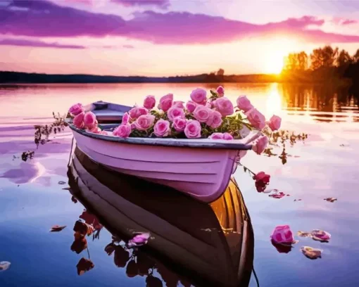 Boat Flowers Diamond Painting