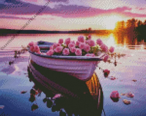 Boat Flowers Diamond Painting