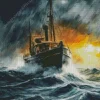 Boat In Storm Diamond Painting