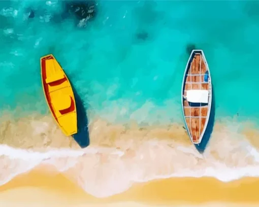 Boats On Beach Diamond Painting