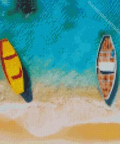 Boats On Beach Diamond Painting