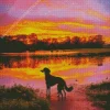 Dog At Sunset Diamond Painting