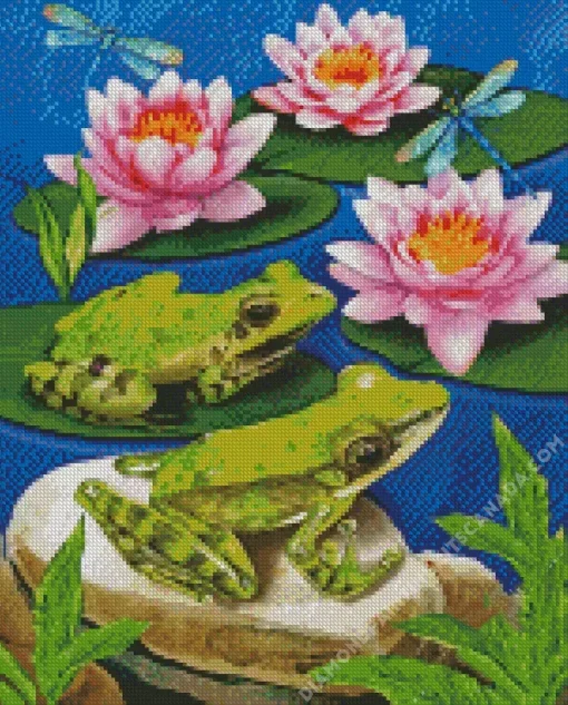 Frogs And Lily Pad Diamond Painting