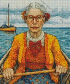 Grandmother On Boat Art Diamond Painting