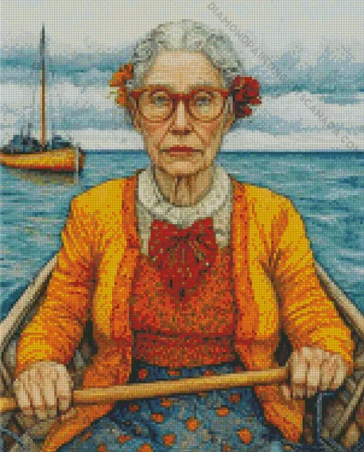 Grandmother On Boat Art Diamond Painting