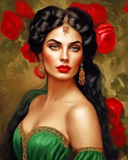 Gypsy Woman With Flowers Diamond Painting