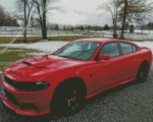 Hellcat Charger Red Diamond Painting