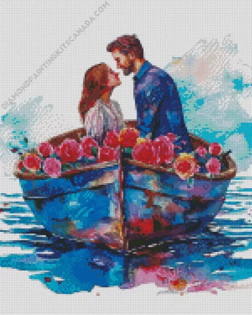 Lovers On Boat Art Diamond Painting