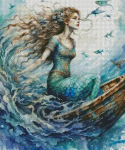 Mermaid On Boat Diamond Painting