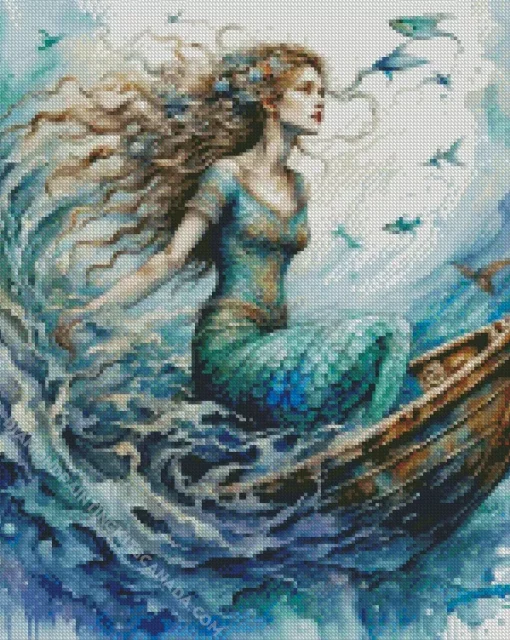 Mermaid On Boat Diamond Painting