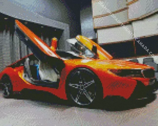 Orange BMW Lava Diamond Painting