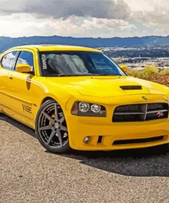 Yellow Dodge Charger Daytona Diamond Painting