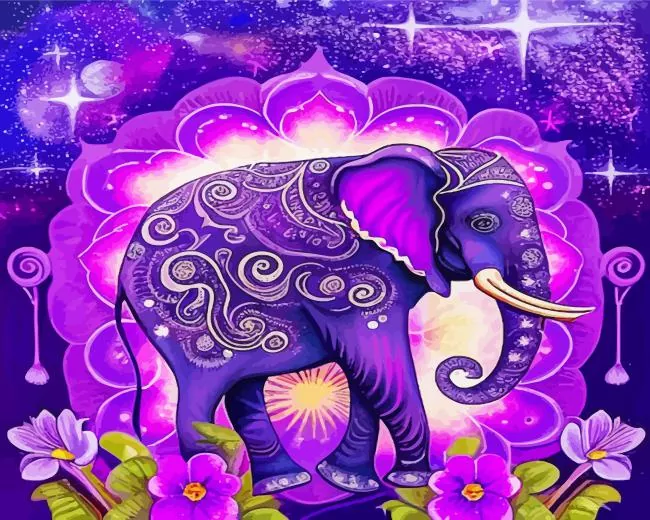 Purple bohemian elephant Diamond Paints Purple Bohemian Elephant Diamond Painting