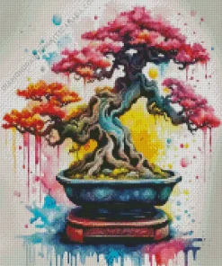 Splatter Colorful Bonsai Tree Diamond Painting