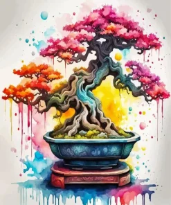 Splatter Colorful Bonsai Tree Diamond Painting