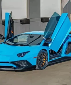 Blue Lamborghini Car Diamond Painting