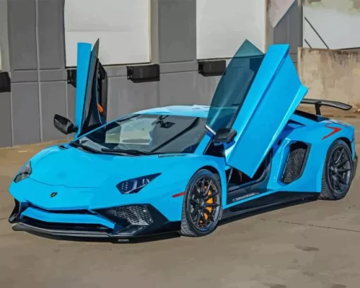 Blue Lamborghini Car Diamond Painting