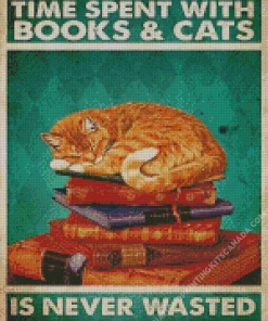 Books And Cats Diamond Painting