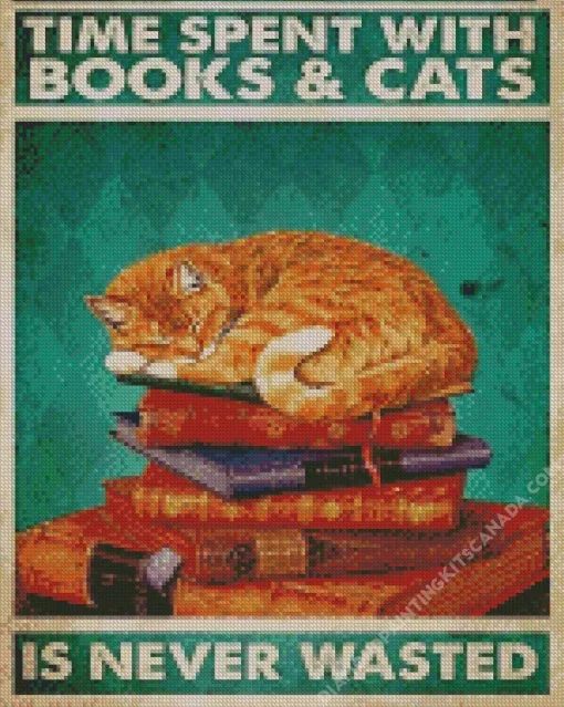 Books And Cats Diamond Painting