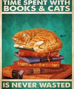 Books And Cats Diamond Painting