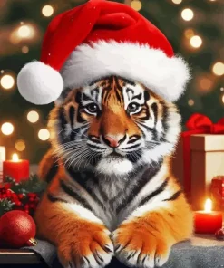 Christmas Tiger Diamond Painting