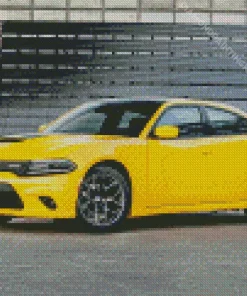 Cool Dodge Charger Hellcat Yellow Diamond Painting