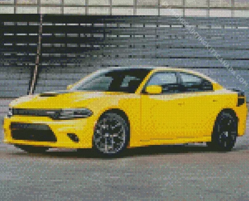 Cool Dodge Charger Hellcat Yellow Diamond Painting