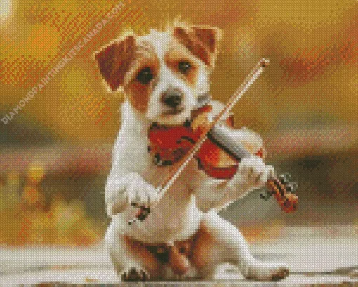 Cool Dog Playing Violin Diamond Painting