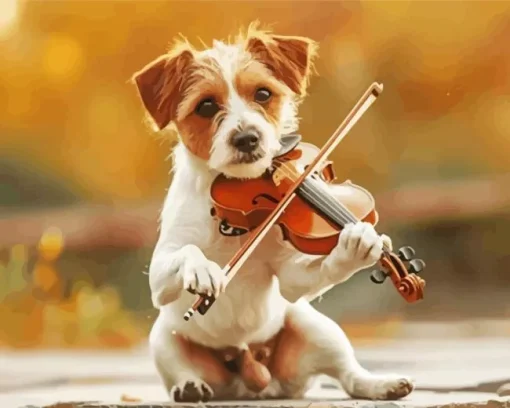 Cool Dog Playing Violin Diamond Painting