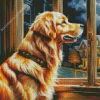 Cute Dog Looking Out Of Window Diamond Painting