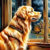 Cute Dog Looking Out Of Window Diamond Painting