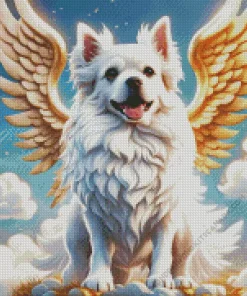 Cute White Dog Angel Diamond Painting