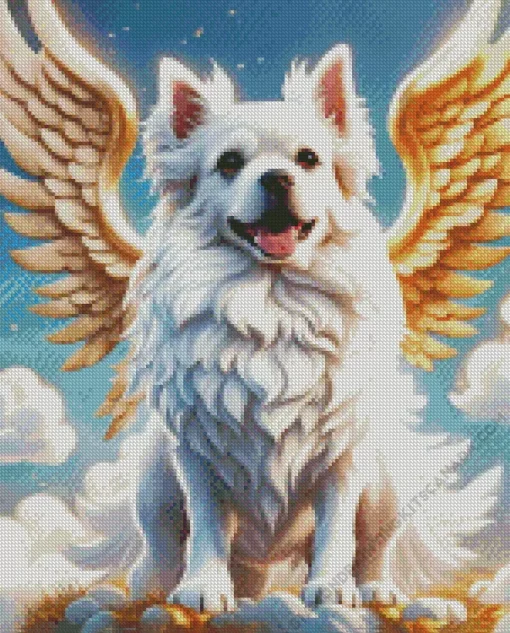 Cute White Dog Angel Diamond Painting