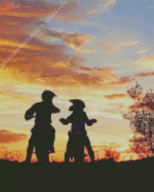 Dirtbike Couple Silhouette Diamond Painting