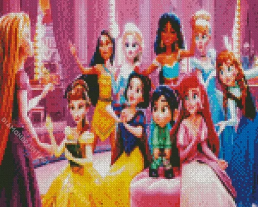 Disney Princesses And Vanellope Art Diamond Painting